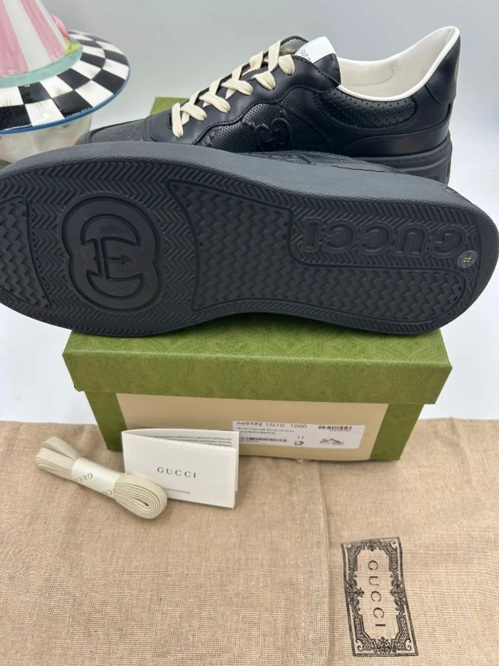 Men’s Gucci GG Embossed Leather Sneakers Size 11/fits 11.5 US. Made in Italy.